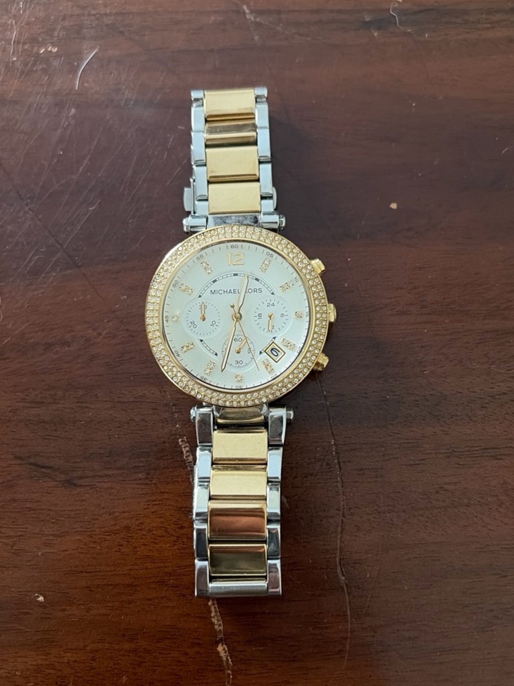 Michael Kors Two-Tone Gold and Silver Crystal Bezel Women's Watch
